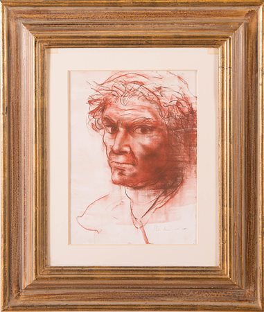 Pietro Annigoni (Milano 1910 - Firenze 1988), “Testa”. Sanguigna su...