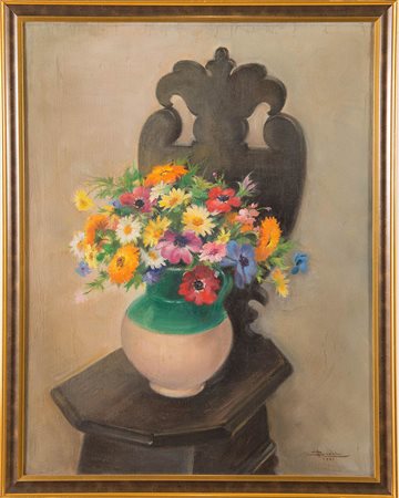 Adolfo Busi (Faenza 1891 - Bologna 1977), “Natura morta”, 1967. Olio su tela,...