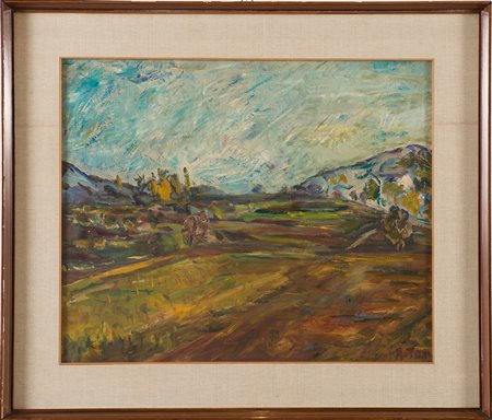 Arturo Tosi (Busto Arsizio 1871 – Milano 1956), “Paesaggio”, 1942. Olio su...