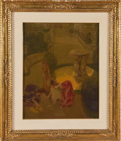 Alfredo Protti (Bologna 1882 - 1949), “La farfalla uccisa”, 1925. Olio su...