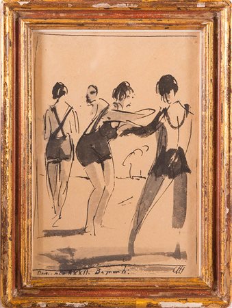 Pietro Annigoni (Milano 1910 - Firenze 1988), “Bagnanti”. China acquerellata...