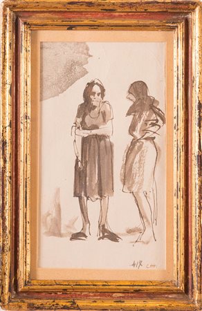 Pietro Annigoni (Milano 1910 - Firenze 1988), “Due figure”. China...