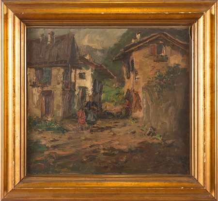 Giuliano Amadori (Bologna 1883 – 1972), “Paesaggio montano”. Olio su tela,...