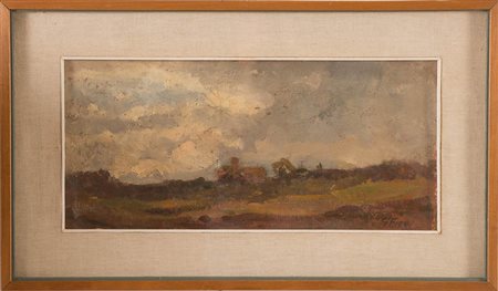 Giulio Fiori (Bologna 1909 – 1991), “Paesaggio”. Olio su cartone, firmato...