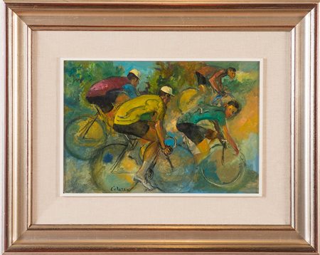 Nino Corrado Corazza (Bologna 1897 - 1975), “L’inseguimento”, 1973. Olio su...