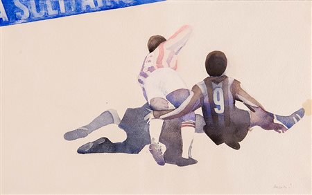 Dino Boschi (Bologna 1923 – 2015), “Gruppo”. Acquerello su carta, firmato in...