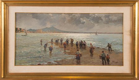 Federico Morello (Napoli 1885 - 1945), “Pesca di frutti di Mare, Napoli”....