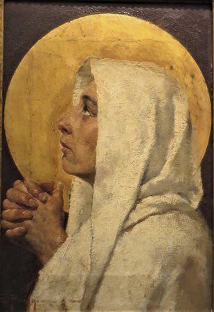 EMILIO PAGGIARO (Venezia 1859- 1929) "Vergine in preghiera" Olio su tela...
