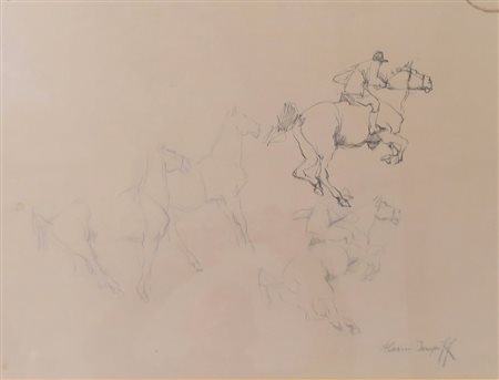 ALESSIO ISSUPOFF (Kirov 1889 - Roma 1957) "Cavalli" Disegno a matita e china...