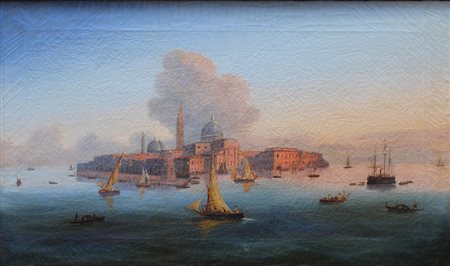 PITTORE DEL XIX SEC. "Venezia, isola di San Giorgio" Olio su tela cm 39x65