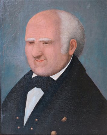 AMMI PHILLIPS (1788 - 1865) attr. "Ritratto di uomo" Olio su tela applicata...