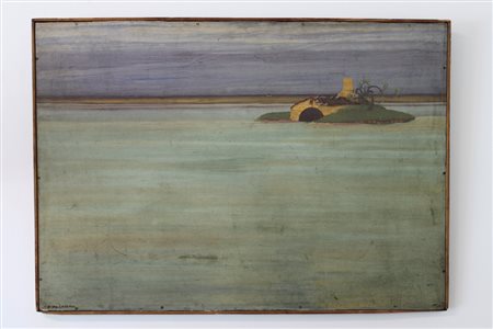 GUIDO CADORIN (Venezia 1892 - 1976) "Laguna" Olio su pannello firmato in...