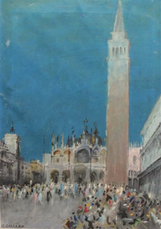 MARIO CARRARO (Mestre 1896 - Venezia 1978) "Sera d'agosto" olio su tela cm