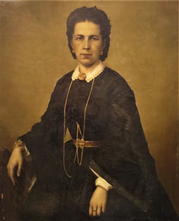 ANGELO INGANNI (Brescia 1807-Gussago 1880) "Ritratto di nobildonna" Olio su...