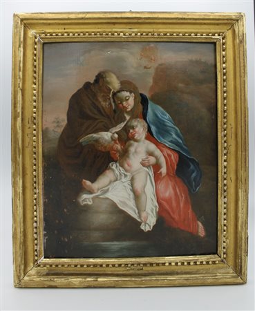 PITTORE FIAMMINGO DEL XVII SEC. "Sacra Famiglia" Olio su tavola cm 30,5x23,5...