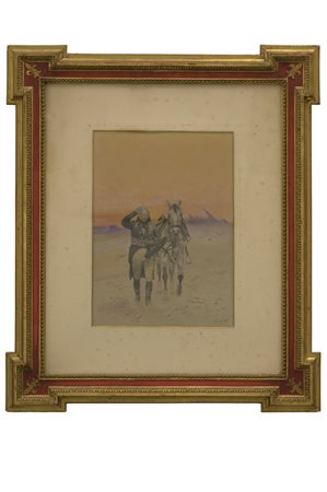 EDOUARD DETAILLE (Parigi 1848-1912) "Napoleone in Egitto" Acquerello su carta...