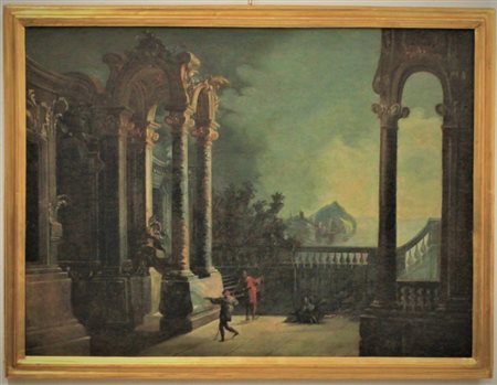 LEONARDO COCCORANTE (Napoli 1680-1750) cerchia di. "Capriccio" Olio su tela...