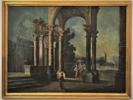LEONARDO COCCORANTE (Napoli 1680-1750) cerchia di. "Capriccio" Olio su tela...
