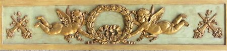 PANNELLO DECORATIVO DEL XIX SEC. "Putti con corona di alloro" legno scolpito...