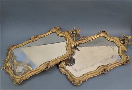 COPPIA SPECCHIERE di legno scolpito e laccato Venezia inizio XX sec. cm 51x28