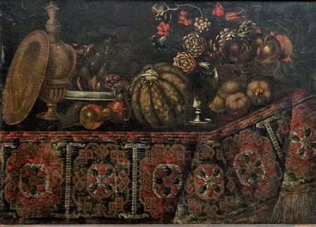 PITTORE ATTIVO TRA IL XVIII E XIX SEC. "Natura morta" Olio su tela cm 76x105