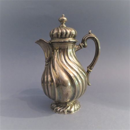 CAFFETTIERA EGOISTE in argento a forma piriforme Germania fine XIX inizio XX...