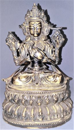 SCULTURA ORIENTALE "Divinità" bronzo inizio XX sec cm 21