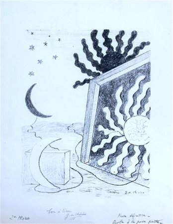 DE CHIRICO GIORGIO (Volos 1888 - Roma 1978) "Il sole e la luna " 60' Bon a...