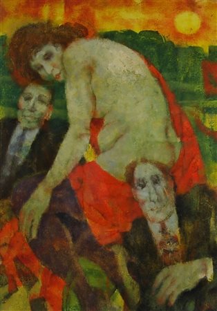 SQUILLANTINI REMO (Stia 1920 - Firenze 1996) "Figure in giardino" 1986 Olio...