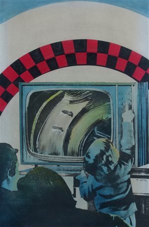 BERTINI GIANNI (Pisa 1922) "5Â° programma " 1970 Tecnica mista su carta...