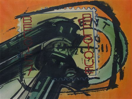 BERTINI GIANNI (Pisa 1922) "Francobollo" 1975 tecnica mista su tela cm. H:...