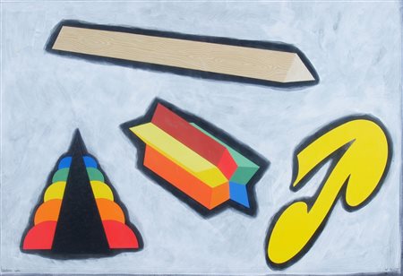 DEL PEZZO LUCIO (Napoli 1933) "Quattro elementi " 1980 Collage e acrilico su...