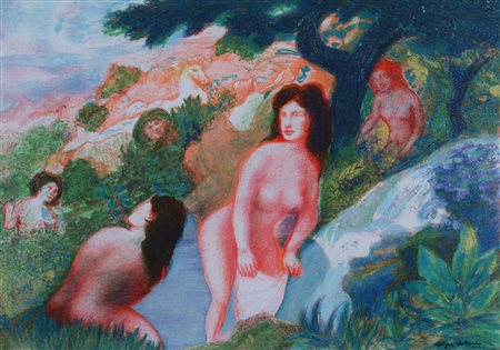 SASSU ALIGI (Milano 1912 - Palma di Majorca 2000) "Le ninfe al bagno"...