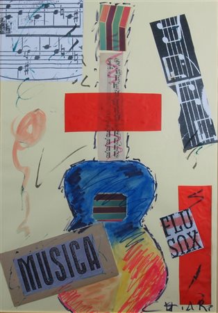 CHIARI GIUSEPPE (Firenze 1926 - Firenze 2007) "Chitarra e note musicali"...