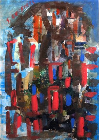 LOFFREDO SILVIO (PARIGI 1920 - TREBIANO 2013) "Senza titolo" Olio su tela cm....