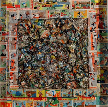 CARMASSI ARTURO (Lucca 1925) "Mickey et dingo" Collage su cartone e...