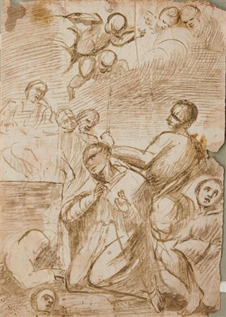 Scuola Italiana del XVII secolo SCENA DI MARTIRIO Penna e inchiostro bruno....