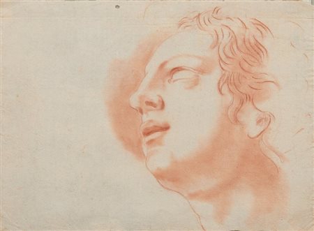 Scuola Italiana del XVIII secolo STUDIO DI VOLTO DI GIOVANE Matita rossa. mm...