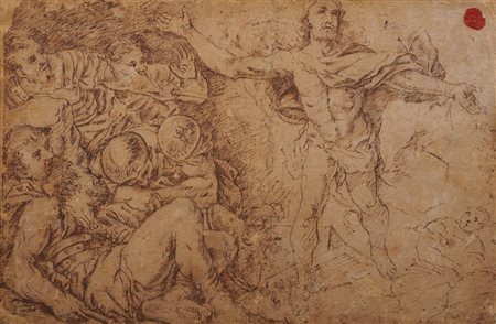 Aurelio Luini [attribuito a] (1530 - 1592) L'USCITA DI CRISTO DAL SEPOLCRO...