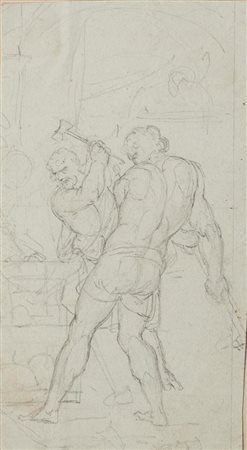 Scuola Neoclassica LA FUCINA DEI GIGANTI Matita di grafite. mm 225x125.