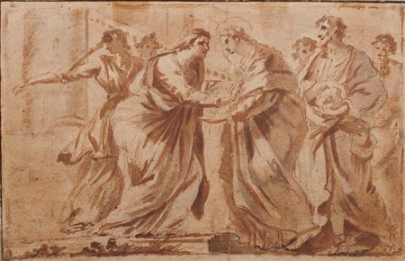 Pietro da Cortona [cerchia di] (1596 - 1669) LA VISITAZIONE Penna e...
