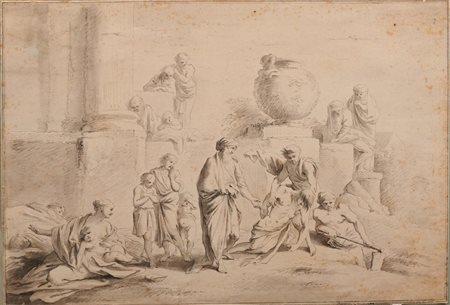 Scuola Francese del XVIII secolo SCENA DI SEPPELLIMENTO Penna e inchiostro...