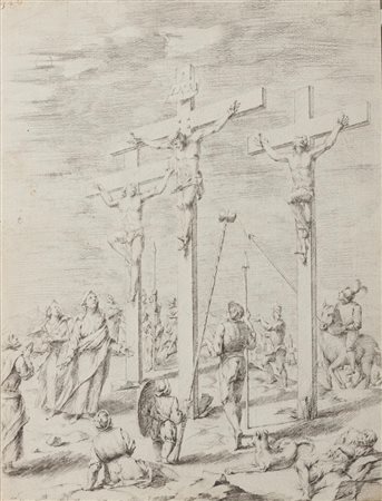 Scuola Italiana del XVIII secolo CROCIFISSIONE Matita di grafite. mm 297x225.
