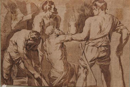 Scuola Italiana del XVII secolo SAN PIETRO CONDOTTO AL SUPPLIZIO Penna e...