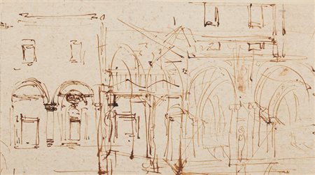 Gaspare Vanvitelli [cerchia di] (1653 - 1736) DUE DISEGNI Studio per un...