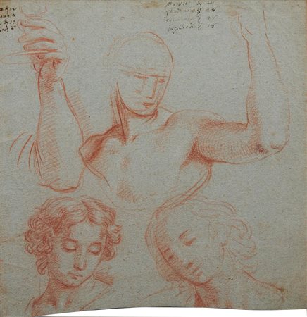 Carlo Maratta [attribuito a] (1625 - 1713) STUDIO DI DUE VOLTI ED UN BUSTO...