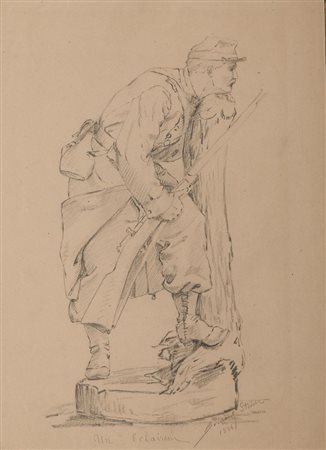 Adrien Bernard Steuer (1853 - 1913) UN ECLAIREUR Gessetto nero. mm 352x260....