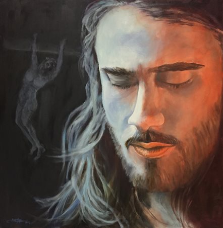 SERGIO COLOMBO quando il dubbio mi assale... olio su tela cm 100x100