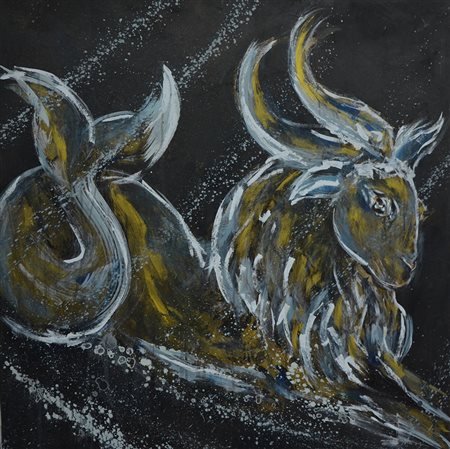FLAVIA MANTOVAN Capricorno, serie segni zodiacali Tecnica mista su tela cm 90x90