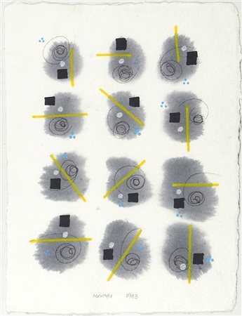 Bruno Munari 1907-1998 "Prove geometriche" cm. 32x25 - tecnica mista su carta...